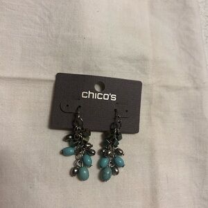 Chico's Turquoise and Silver Cluster Earrings